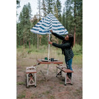 Brown Folding Picnic Table with Umbrella – Seats 4