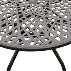 Brown / Black Round Outdoor Dining Table, Mesh Aluminum, Seats 4–6