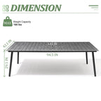 Grey / Black / Brown Aluminum Outdoor Dining Table – Seats 2–8, 4 Sizes