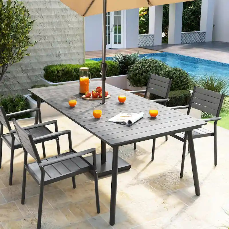 Grey / Black / Brown Aluminum Outdoor Dining Table – Seats 2–8, 4 Sizes