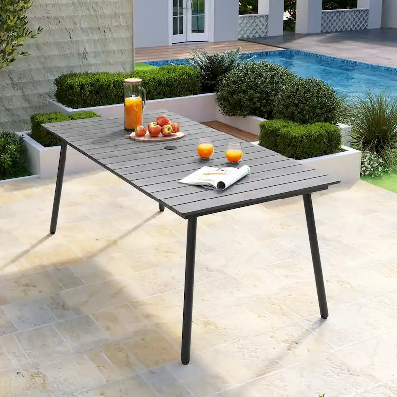 Grey / Black / Brown Aluminum Outdoor Dining Table – Seats 2–8, 4 Sizes
