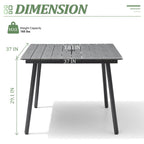 Grey / Black / Brown Aluminum Outdoor Dining Table – Seats 2–8, 4 Sizes