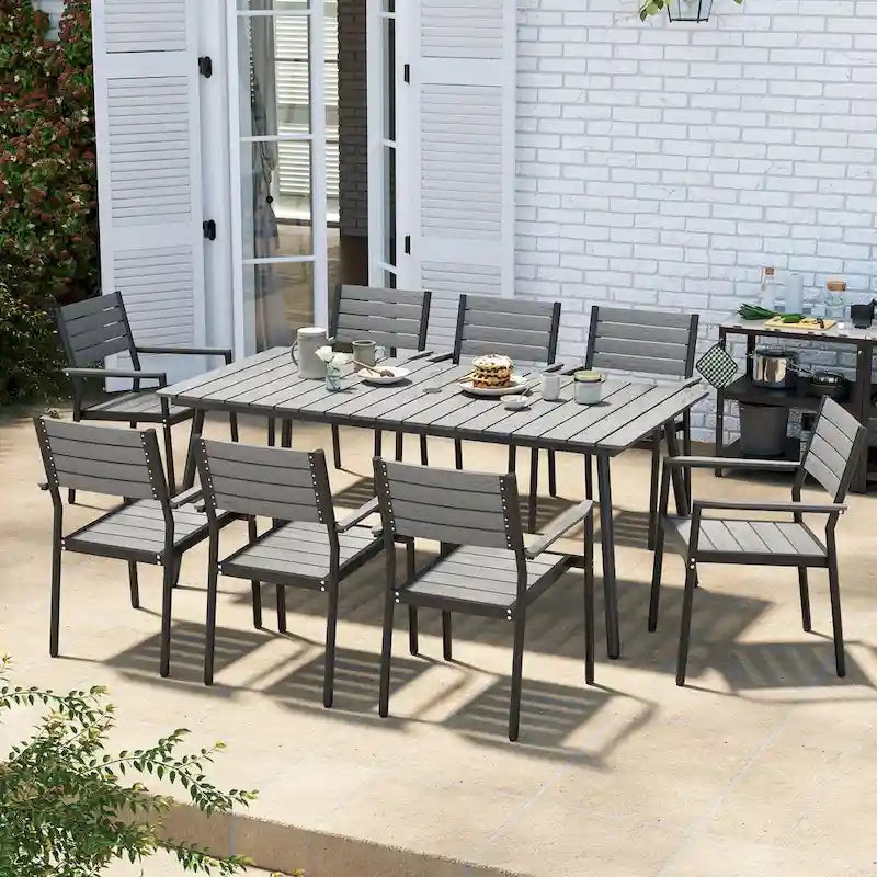 Grey / Black / Brown Aluminum Outdoor Dining Table – Seats 2–8, 4 Sizes