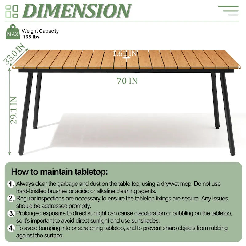 Grey / Black / Brown Aluminum Outdoor Dining Table – Seats 2–8, 4 Sizes