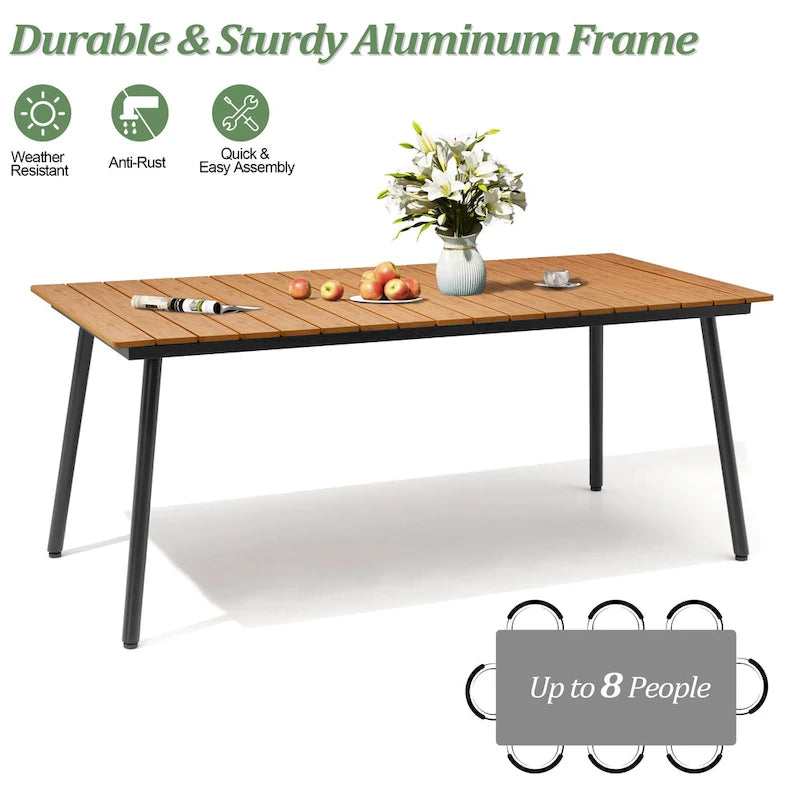 Grey / Black / Brown Aluminum Outdoor Dining Table – Seats 2–8, 4 Sizes