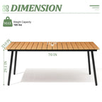 Grey / Black / Brown Aluminum Outdoor Dining Table – Seats 2–8, 4 Sizes