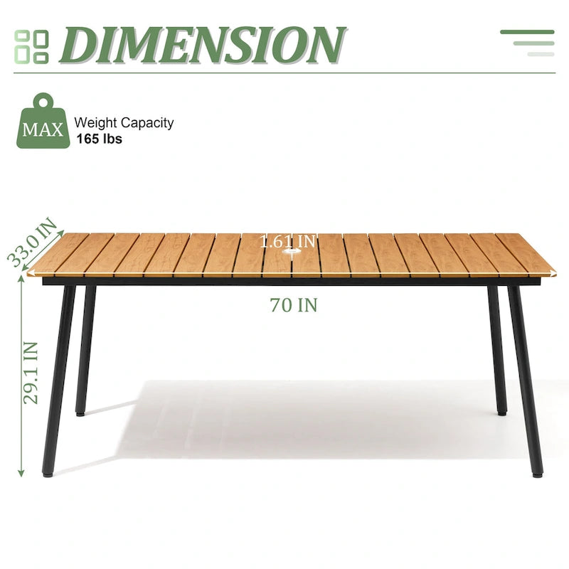 Grey / Black / Brown Aluminum Outdoor Dining Table – Seats 2–8, 4 Sizes