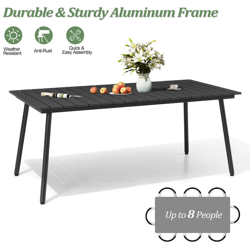 Grey / Black / Brown Aluminum Outdoor Dining Table – Seats 2–8, 4 Sizes