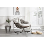 Beige / Orange / Grey Rattan Rocking Chair – Single Seat