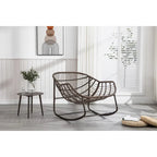 Beige / Orange / Grey Rattan Rocking Chair – Single Seat