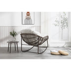 Beige / Orange / Grey Rattan Rocking Chair – Single Seat