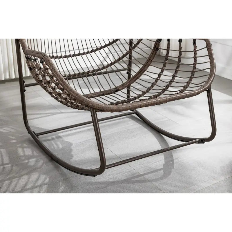 Beige / Orange / Grey Rattan Rocking Chair – Single Seat