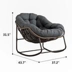Beige / Orange / Grey Rattan Rocking Chair – Single Seat