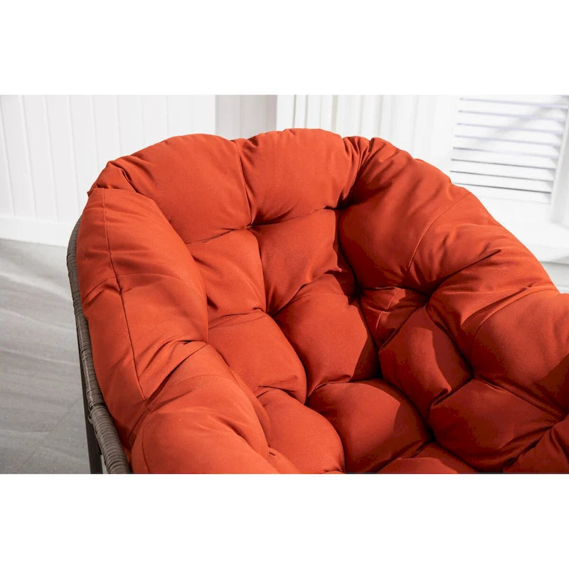 Beige / Orange / Grey Rattan Rocking Chair – Single Seat