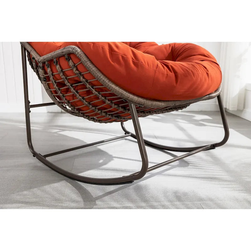 Beige / Orange / Grey Rattan Rocking Chair – Single Seat