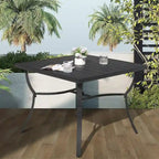 36 in. Square Aluminum Outdoor Dining Table for 4, Slatted Top, Black