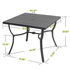 36 in. Square Aluminum Outdoor Dining Table for 4, Slatted Top, Black