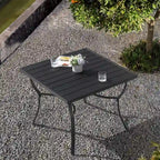 36 in. Square Aluminum Outdoor Dining Table for 4, Slatted Top, Black