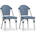Outdoor Hand-Woven Aluminum Bistro Chair, White & Bamboo Finish, Set of 2