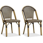 PURPLE LEAF Outdoor Dining Chairs (Set of 2) French Hand-Woven Aluminum Wicker Chairs