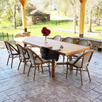 Outdoor Hand-Woven Aluminum Bistro Chair, White & Bamboo Finish, Set of 2
