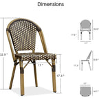 Outdoor Hand-Woven Aluminum Bistro Chair, White & Bamboo Finish, Set of 2