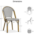 Outdoor Hand-Woven Aluminum Bistro Chair, White & Bamboo Finish, Set of 2