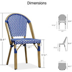 Outdoor Hand-Woven Aluminum Bistro Chair, White & Bamboo Finish, Set of 2