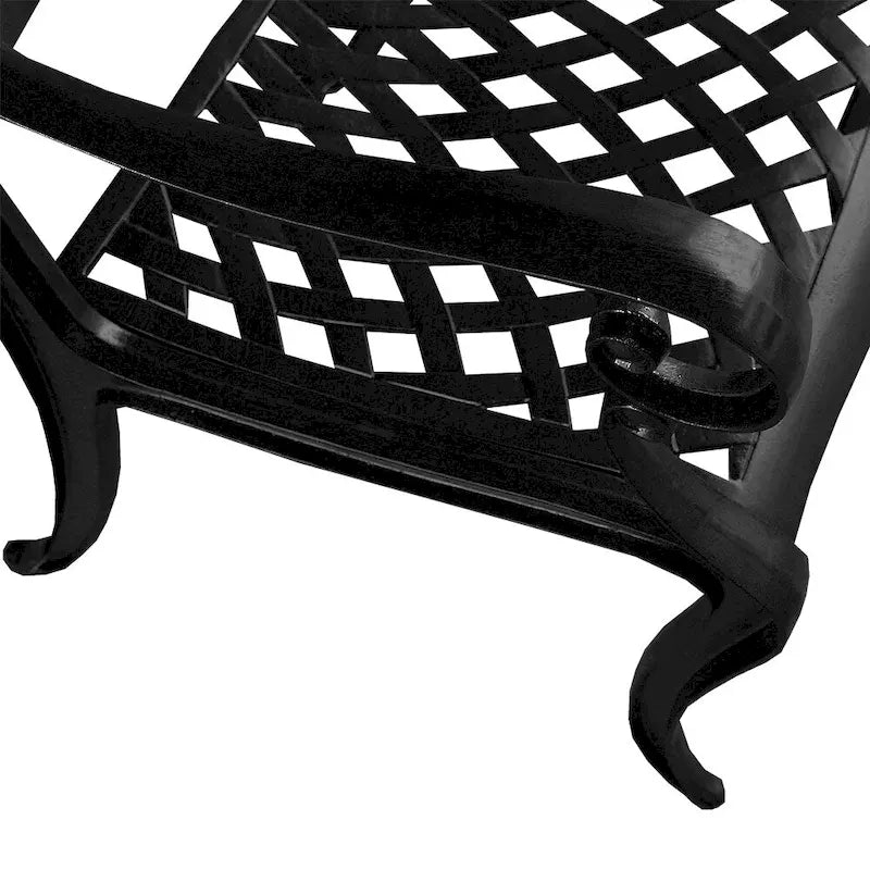 Bronze / Black Traditional Rose Lattice Aluminum Outdoor Dining Chair, Single