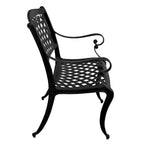 Bronze / Black Traditional Rose Lattice Aluminum Outdoor Dining Chair, Single