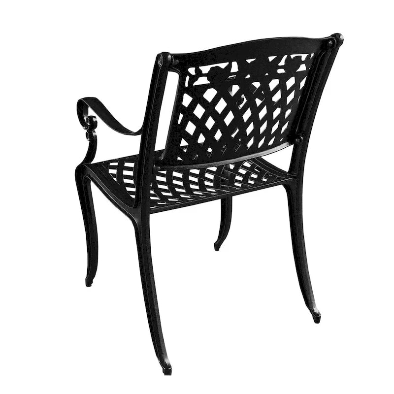 Bronze / Black Traditional Rose Lattice Aluminum Outdoor Dining Chair, Single