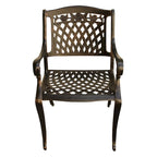 Bronze / Black Traditional Rose Lattice Aluminum Outdoor Dining Chair, Single