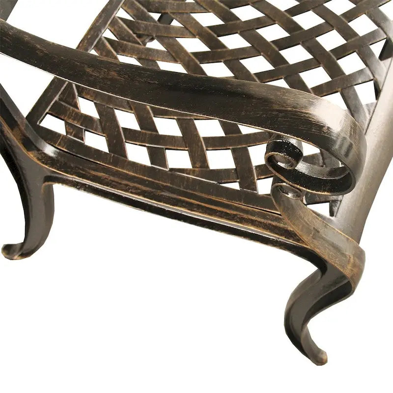 Bronze / Black Traditional Rose Lattice Aluminum Outdoor Dining Chair, Single