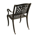 Bronze / Black Traditional Rose Lattice Aluminum Outdoor Dining Chair, Single