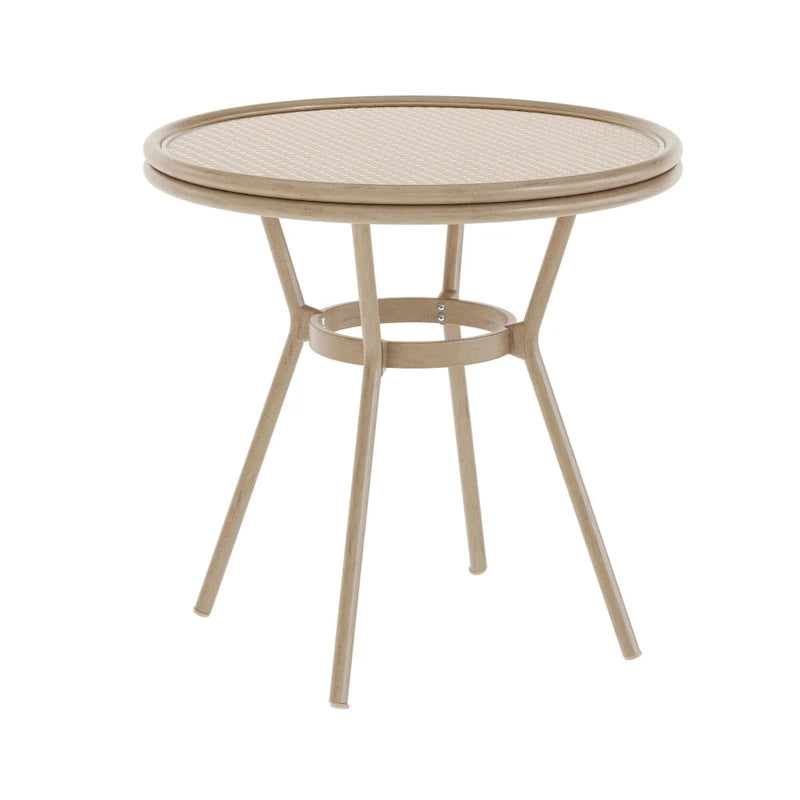 White & Gray Rattan / Natural Frame 2-Person Indoor/Outdoor Bistro Table