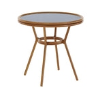 White & Gray Rattan / Natural Frame 2-Person Indoor/Outdoor Bistro Table