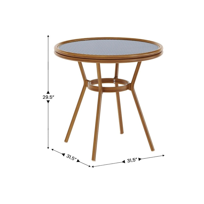 White & Gray Rattan / Natural Frame 2-Person Indoor/Outdoor Bistro Table