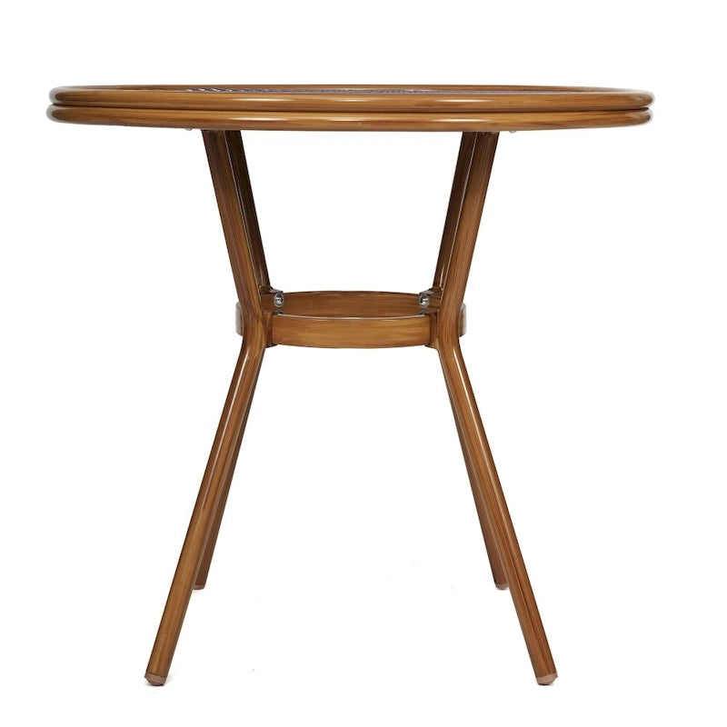 White & Gray Rattan / Natural Frame 2-Person Indoor/Outdoor Bistro Table