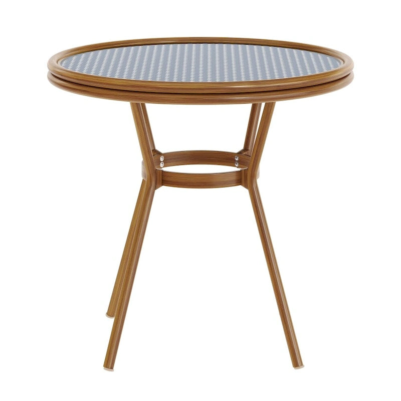 White & Gray Rattan / Natural Frame 2-Person Indoor/Outdoor Bistro Table