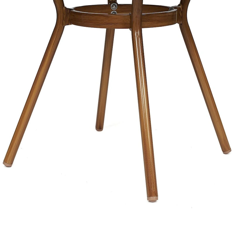 White & Gray Rattan / Natural Frame 2-Person Indoor/Outdoor Bistro Table