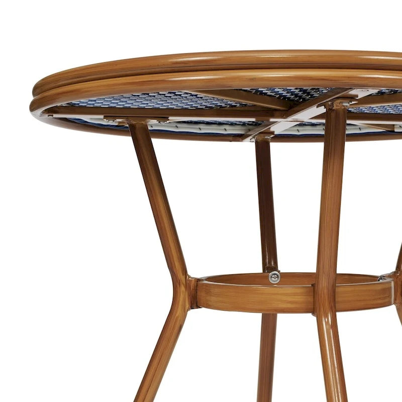 White & Gray Rattan / Natural Frame 2-Person Indoor/Outdoor Bistro Table