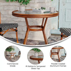 White & Gray Rattan / Natural Frame 2-Person Indoor/Outdoor Bistro Table