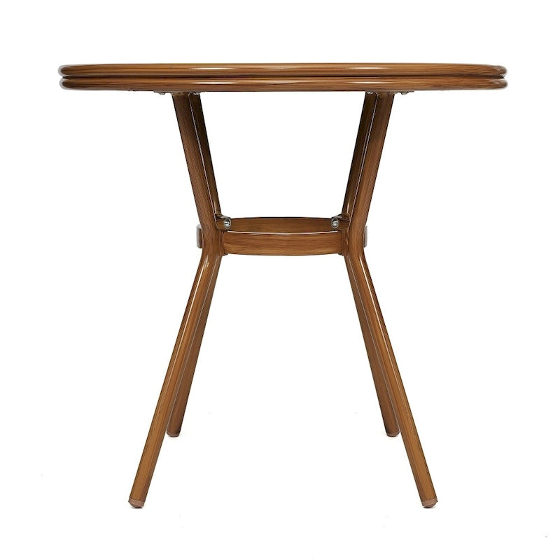 White & Gray Rattan / Natural Frame 2-Person Indoor/Outdoor Bistro Table