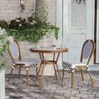 White & Gray Rattan / Natural Frame 2-Person Indoor/Outdoor Bistro Table