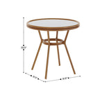 White & Gray Rattan / Natural Frame 2-Person Indoor/Outdoor Bistro Table