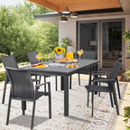 Grey/White Extendable Aluminum Outdoor Dining Table, Seats 6–8