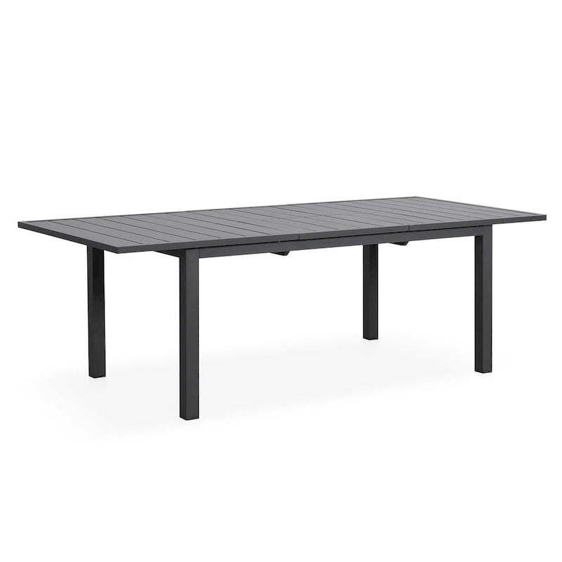 Grey/White Extendable Aluminum Outdoor Dining Table, Seats 6–8