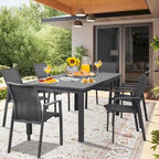 Grey/White Extendable Aluminum Outdoor Dining Table, Seats 6–8