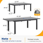 Grey/White Extendable Aluminum Outdoor Dining Table, Seats 6–8