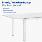 Grey/White Extendable Aluminum Outdoor Dining Table, Seats 6–8